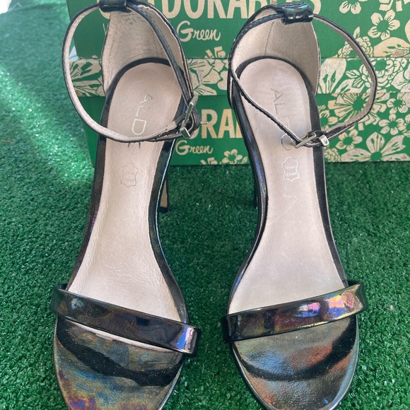 Black Aldo Heels with Ankle Strap - Picture 8 of 9